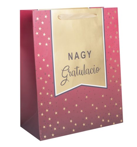 PAPÍRTASAK MATT, ARANY FÉNYES NYOMÁSSAL, BORDÓ, NAGY GRATULÁCIÓ