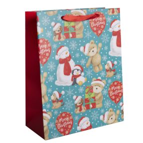   PAPÍRTASAK MATT, ÁLLATOK MIKULÁS SAPKÁBAN, LUFIKKAL,  MERRY CHRISTMAS FELIRATTAL