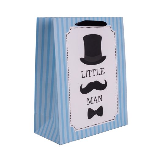 PAPÍRTASAK MATT, FEKETE CILINDER,BAJUSZ,CSOKORNYAKKENDŐ, LITTLE MAN FELIRAT