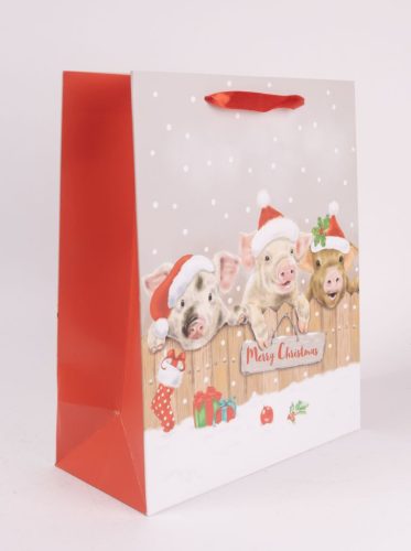 PAPÍRTASAK MATT, 3 MALAC A KERÍTÉSNÉL, MIKULÁS SAPKÁBAN, MERRY CHRISTMAS FELIRAT