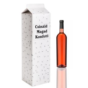   PAPÍRDOBOZ ITALOS, TEJESDOBOZ ALAKÚ, CSINÁLD MAGAD KONFETTI FELIRAT ÉS MINTA