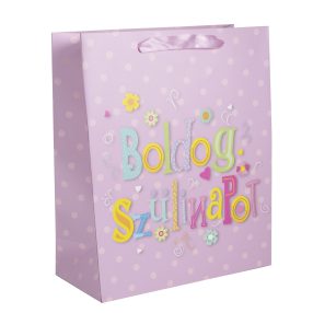   PAPÍRTASAK MATT, BOLDOG SZÜLINAPOT! FELIRAT RÓZSASZÍN/SZÍNES