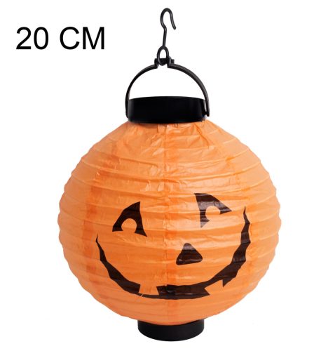 PAPÍR LÁMPÁS GÖMB, LEDES, HALLOWEEN TÖK, VIGYORRAL, NARANCSSÁRGA