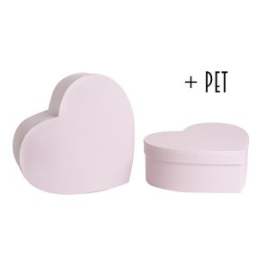   PAPÍRDOBOZ SZETT MŰANYAG BETÉTTEL, 2 DARABOS, SZÍV ALAKÚ, VINTAGE PINK