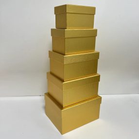   PAPÍRDOBOZ SZETT, 5 DARABOS, TÉGLALAP ALAKÚ, EXCLUZÍV ARANY