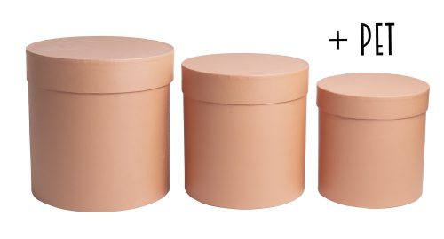 PAPÍRDOBOZ SZETT, 3 DARABOS, KEREK ALAKÚ, HOMOKKŐ