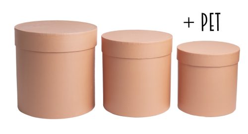 PAPÍRDOBOZ SZETT, 3 DARABOS, KEREK ALAKÚ, HOMOKKŐ