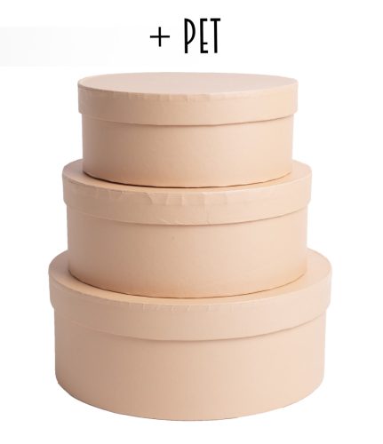 PAPÍRDOBOZ SZETT, 3 DARABOS, KEREK, CREAM BLUSH +PET