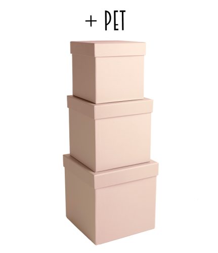 PAPÍRDOBOZ SZETT, 3 DARABOS, NÉGYZET ALAKÚ, CREAM BLUSH + PET