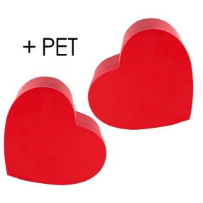   PAPÍRDOBOZ SZETT MŰANYAG BETÉTTEL, 2 DARABOS, SZÍV ALAKÚ, KISS RED