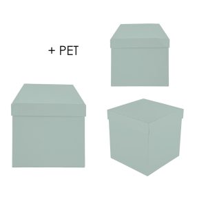   PAPÍRDOBOZ SZETT MŰANYAG BETÉTTEL, 3 DARABOS, KOCKA ALAKÚ, MISTIC GREY