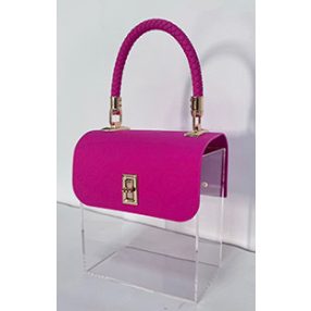 AJÁNDÉK DOBOZ, MŰANYAG PLEXI, TÁSKA ALAKÚ, FUCHSIA