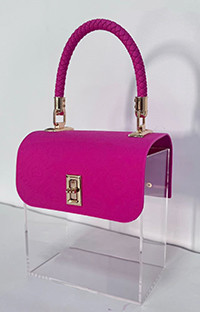 AJÁNDÉK DOBOZ, MŰANYAG PLEXI, TÁSKA ALAKÚ, FUCHSIA