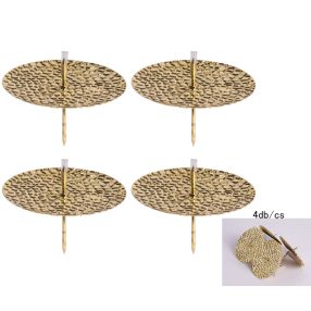 GYERTYATÜSKE SZETT, 4 DARABOS, RÜCSKÖS, FÉNYES ARANY