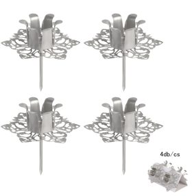   GYERTYATARTÓ SZETT, 4 DARABOS, VIRÁG SZIROM ALAKÚ, MATT EZÜST