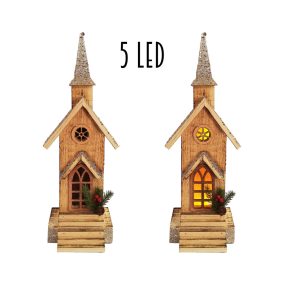   DEKOR VILÁGÍTÓ FA TEMPLOM EGY AJTÓVAL, 5 LEDDEL, ARANY GLITTER