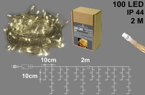 LED SORHÁLÓ  JÉGCSAP  ÁTLÁTSZÓ 100 LED  HIDEGFÉNYŰ