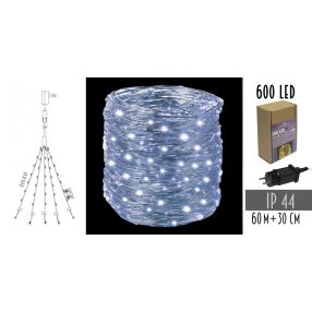LED KÜLTÉRI DRÓTFŰZÉR, 600 LEDES, HIDEG FEHÉR