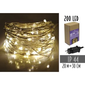 LED KÜLTÉRI DRÓTFŰZÉR 200 LED MELEG FEHÉR