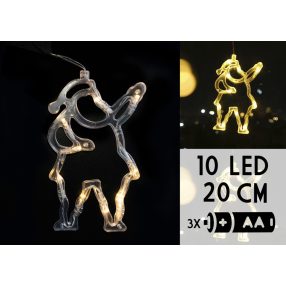   VILÁGÍTÓ FIGURA, CSŐVÁZAS, MIKULÁS ALAKÚ, 10 LEDDEL, ELEMES, MELEG FEHÉR FÉNYŰ
