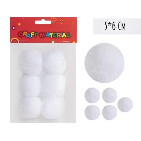 TEXTIL GOLYÓ, 6 DARABOS, FEHÉR