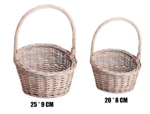 KOSÁR, FONOTT, KÖR ALAKÚ, SZETTBEN, 2 DARABOS, FÜLLEL, SZÜRKE