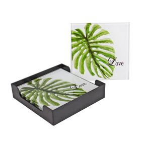 ÜVEG ALÁTÉT 4 DARABOS FILODENDRON