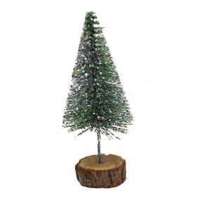 DEKOR FENYŐFA, SKANDINÁV, GLITTERES, ZÖLD