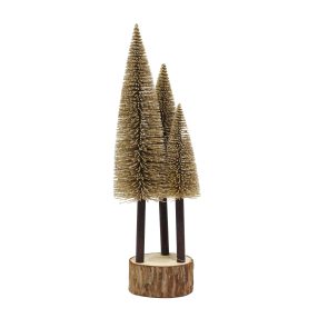 DEKOR FENYŐFACSOPORT, 3 DARABOS, GLITTERES, PEZSGŐ