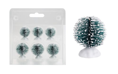 DEKOR FENYŐFA, GÖMB ALAKÚ, HAVAS, SZETTBEN, 6 DARABOS, PLEXI DOBOZBAN