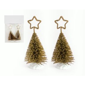   DEKOR FENYŐFA, SZETTBEN, 3 DARABOS, CSILLAGGAL, ARANY SZÍNŰ