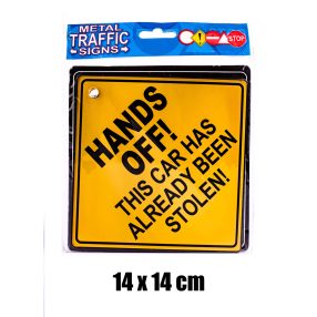   KRESZ TÁBLA, HANDS OFF! THIS CAR HAS ALREADY BEEN STOLEN! FELIRAT