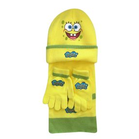 LICENC SAPKA SÁL KESZTYŰ SZETT, SPONGYABOB, SÁRGA