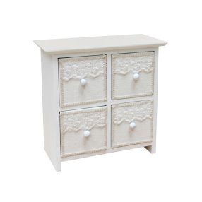 FA ÉKSZERTARTÓ SZEKRÉNY, 4 FIÓKOS, FEHÉR CSIPKÉS