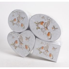 PAPÍR ÉKSZERTARTÓ DOBOZ 4 DARABOS MADÁR MINTÁVAL