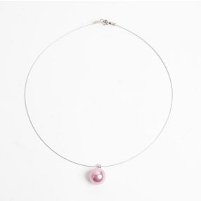 FÉM NYAKLÁNC GYÖNGGYEL, RÓZSASZÍN