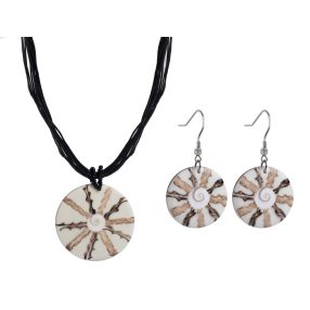   NATUR NYAKLÁNC ÉS FÜLBEVALÓ, KÖR ALAKÚ SÁRFOLYAM MEDÁLLAL