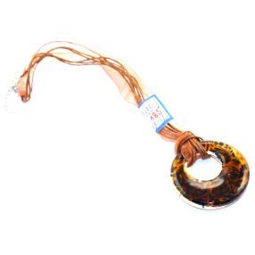 NYAKLÁNC ÜVEG KARIKA MEDÁLLAL, BARNA ÉS BOROSTYÁN