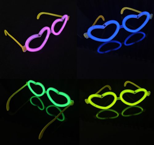 VILÁGÍTÓ SZEMÜVEG, SZÍV ALAKÚ, KÉK