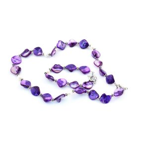 NYAKLÁNC ÉS KARLÁNC SZETT, KAGYLÓCHIPS, KÉKES-LILA