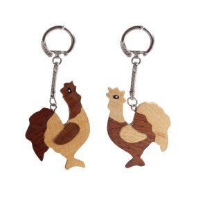 WOODEN KEY RING TURKEY SET OF 2 BEIGE
